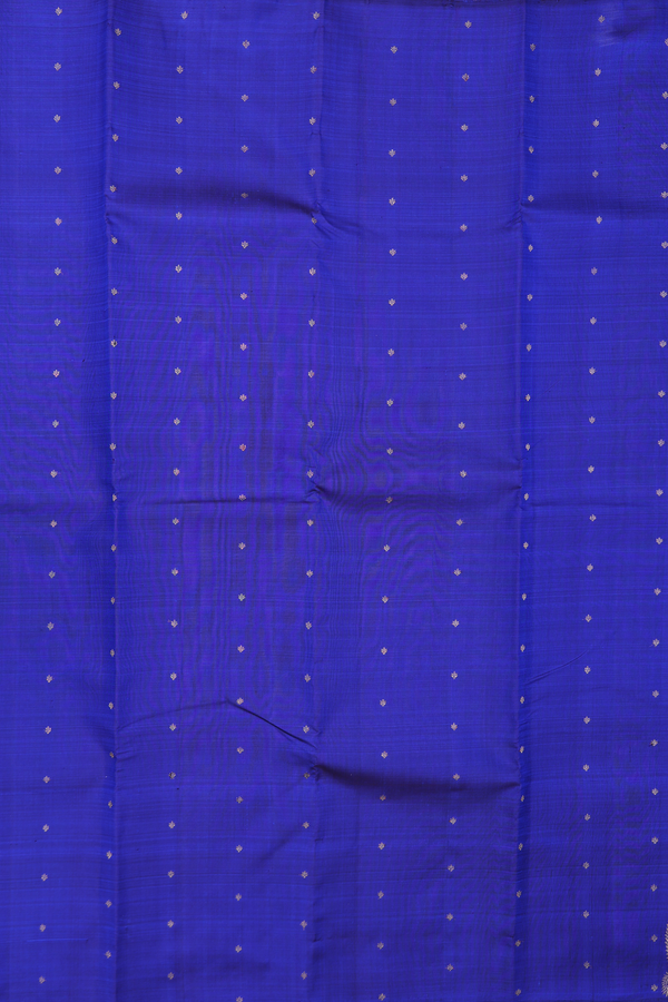 Kanchipuram Silk Saree In Royal Blue With Zari Buttis