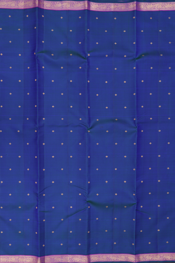 Kanchipuram Silk Saree In Royal Blue With Zari Buttis