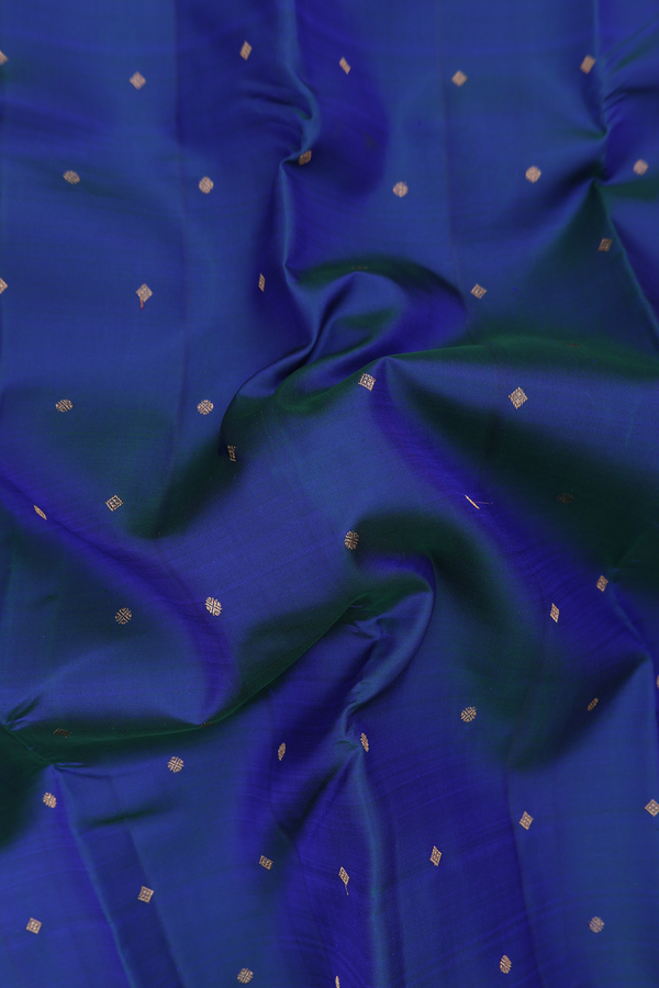 Kanchipuram Silk Saree In Royal Blue With Zari Buttis