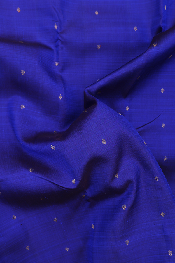 Kanchipuram Silk Saree In Royal Blue With Zari Buttis