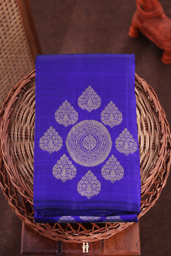 Kanchipuram Silk Saree In Royal Blue With Zari Design