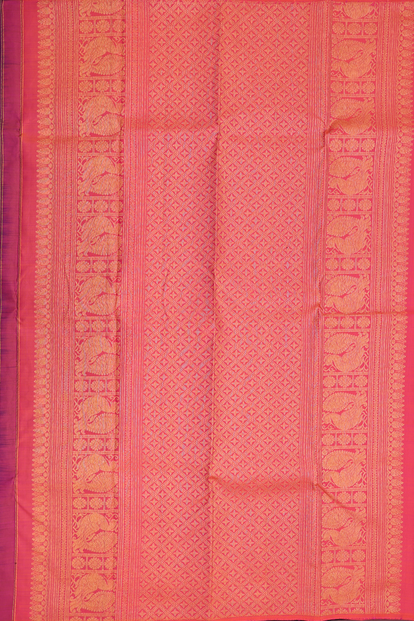 Kanchipuram Silk Saree In Black Along Stripes With Buttas