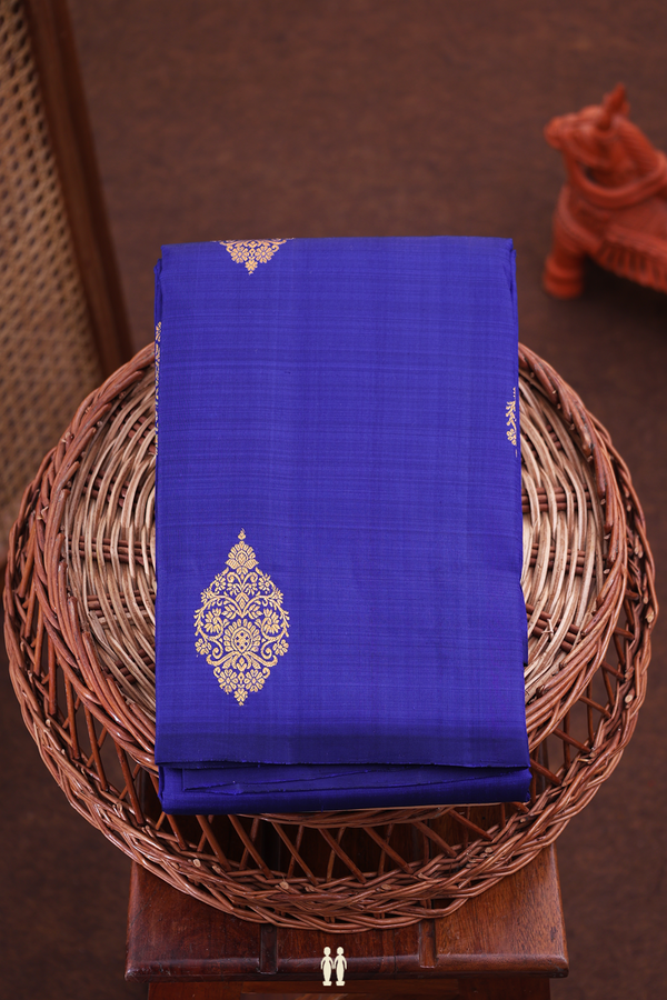 Kanchipuram Silk Saree In Royal Blue With Zari Motifs