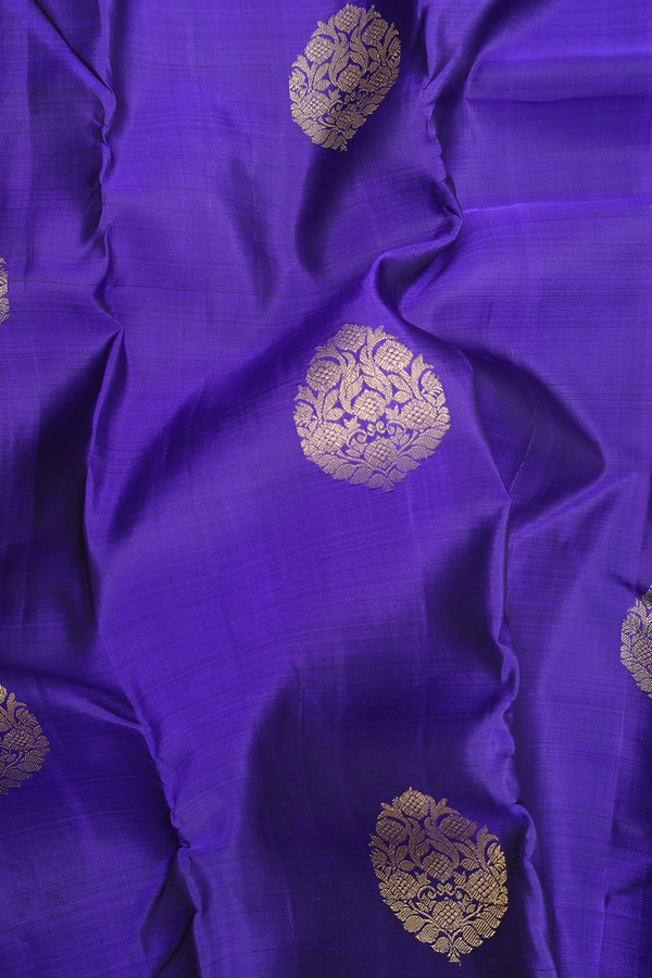 Kanchipuram Silk Saree In Royal Blue With Zari Motifs