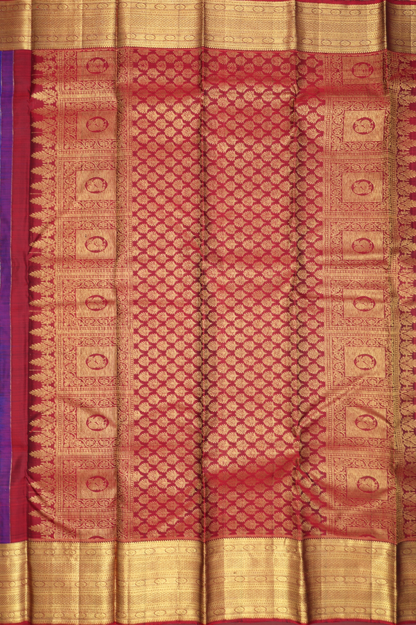 Kanchipuram Silk Saree In Royal Blue With Zari Motifs