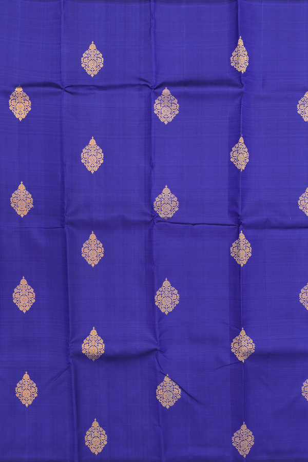 Kanchipuram Silk Saree In Royal Blue With Zari Motifs