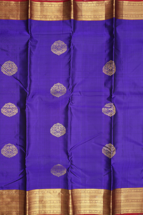Kanchipuram Silk Saree In Royal Blue With Zari Motifs