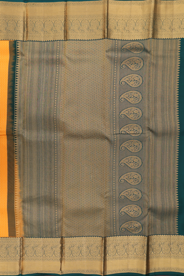 Kanchipuram Silk Saree In Royal Orange With Brocade Design