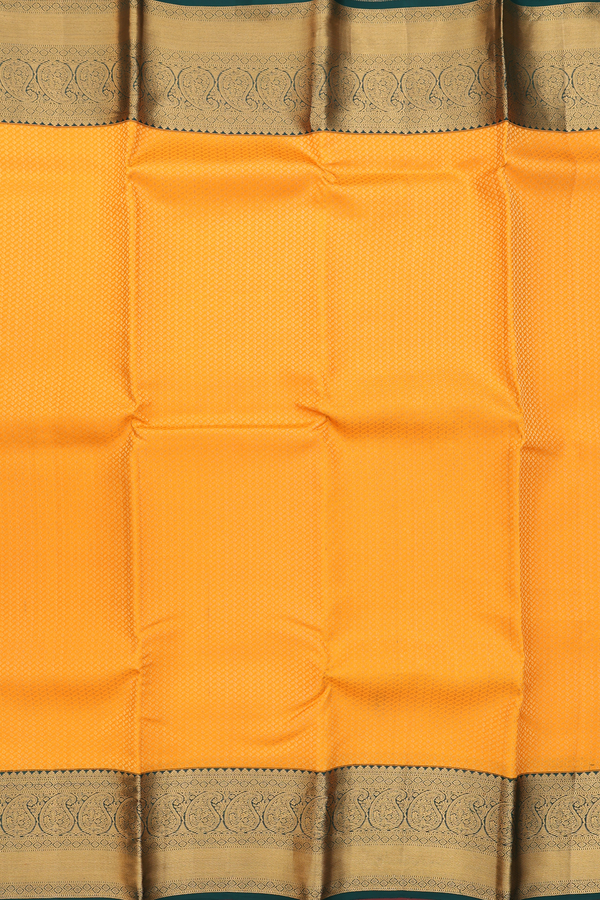 Kanchipuram Silk Saree In Royal Orange With Brocade Design