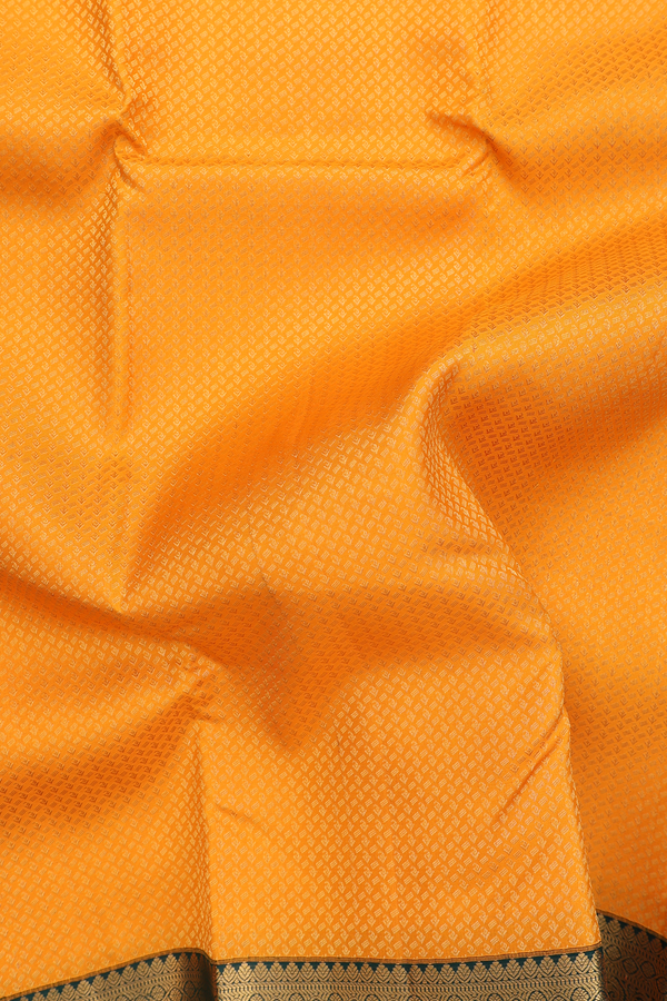 Kanchipuram Silk Saree In Royal Orange With Brocade Design