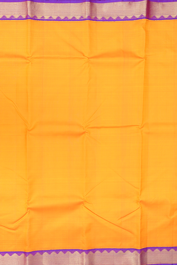 Kanchipuram Silk Saree In Royal Orange With Contrast Border