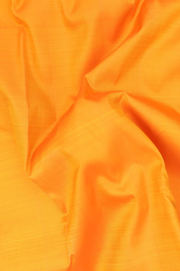 Kanchipuram Silk Saree In Royal Orange With Contrast Border
