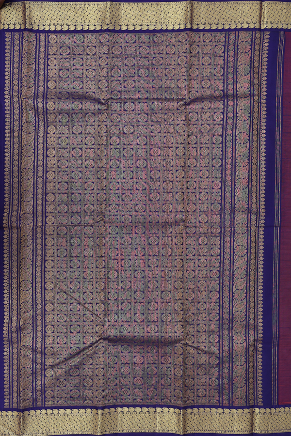 Kanchipuram Silk Saree In Royal Orange With Floral Buttis