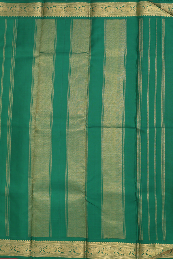 Kanchipuram Silk Saree In Royal Orange With Korvai Border