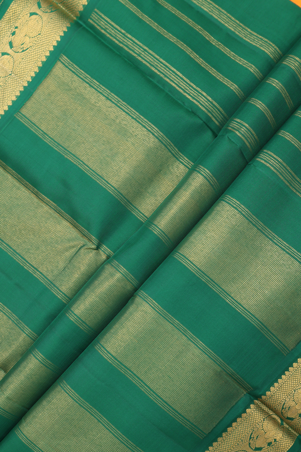Kanchipuram Silk Saree In Royal Orange With Korvai Border