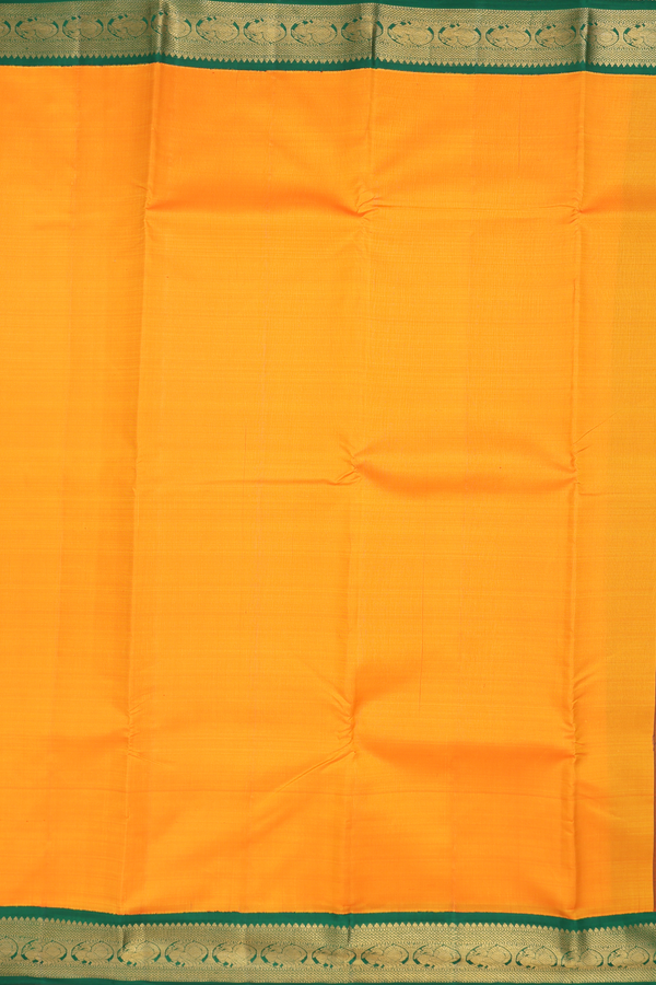 Kanchipuram Silk Saree In Royal Orange With Korvai Border