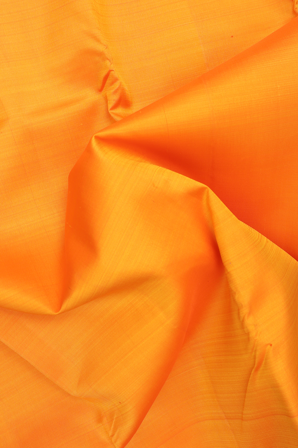 Kanchipuram Silk Saree In Royal Orange With Korvai Border