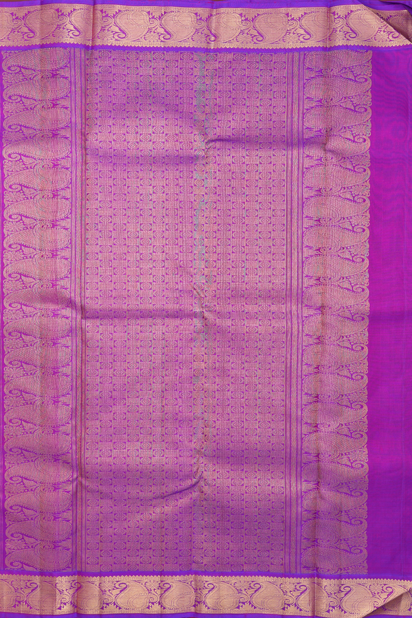 Kanchipuram Silk Saree In Royal Orange With Paisley Border