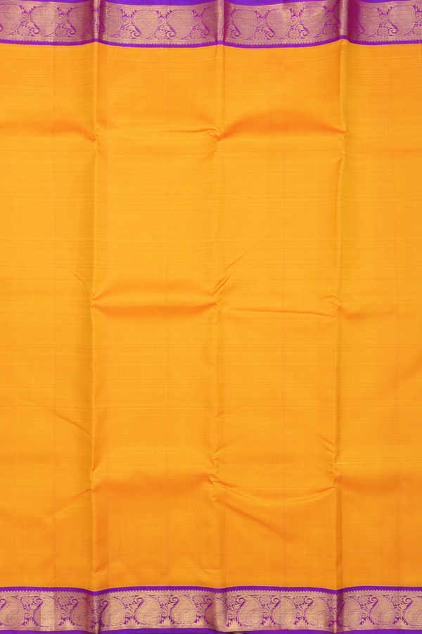 Kanchipuram Silk Saree In Royal Orange With Paisley Border