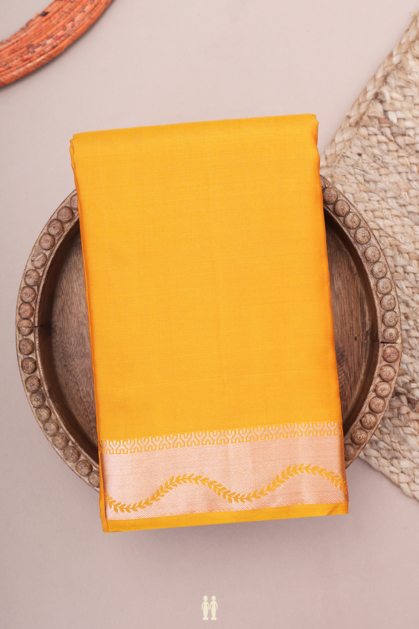 Kanchipuram Silk Saree In Royal Orange With Zari Border