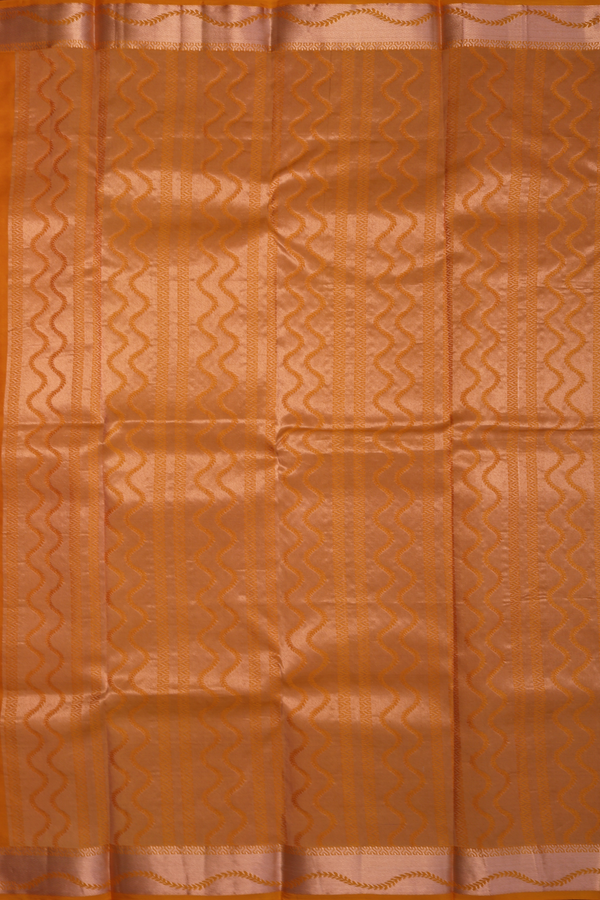 Kanchipuram Silk Saree In Royal Orange With Zari Border