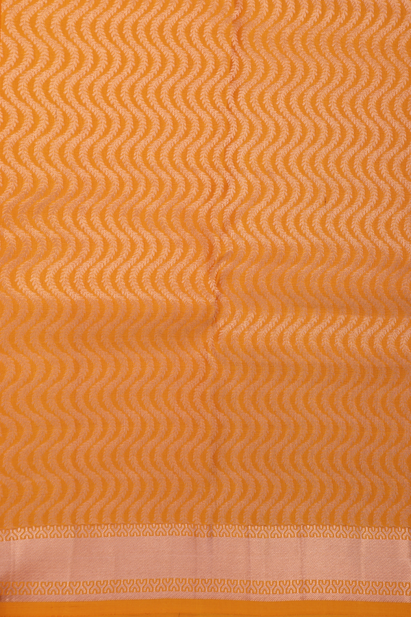 Kanchipuram Silk Saree In Royal Orange With Zari Border