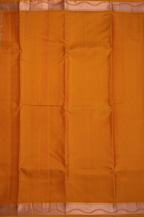 Kanchipuram Silk Saree In Royal Orange With Zari Border