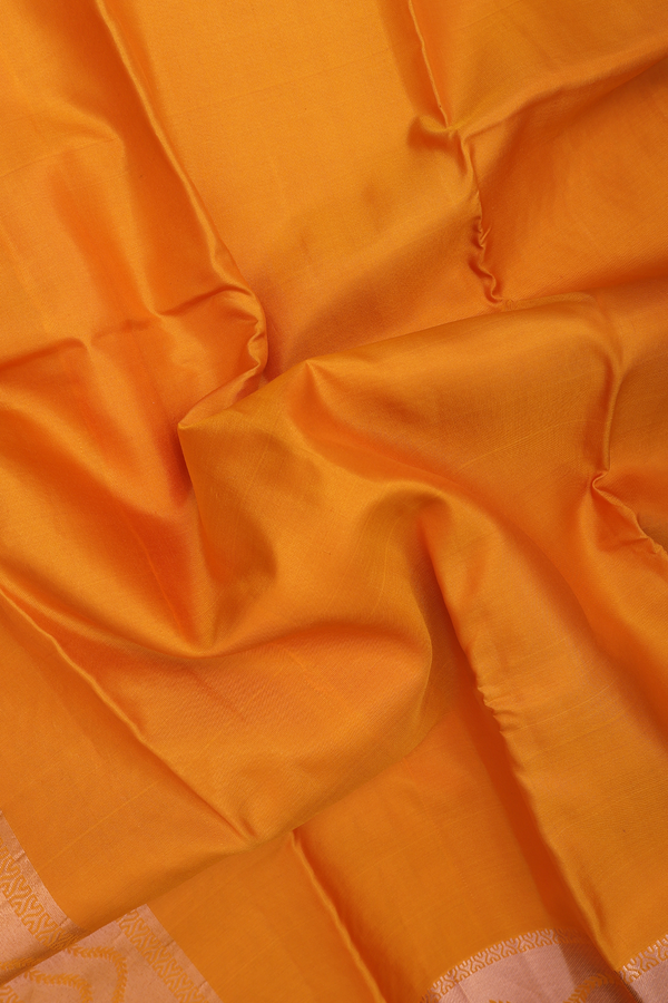 Kanchipuram Silk Saree In Royal Orange With Zari Border
