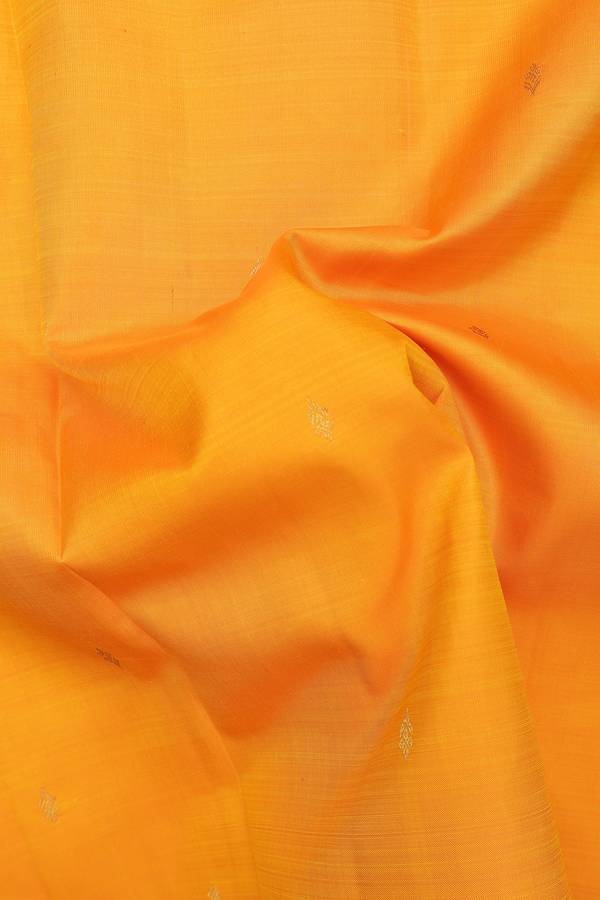 Kanchipuram Silk Saree In Royal Orange With Zari Buttas