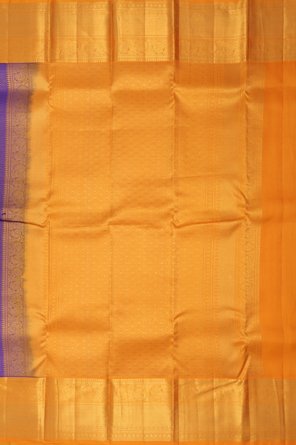 Kanchipuram Silk Saree In Royal Purple With Brocade Design