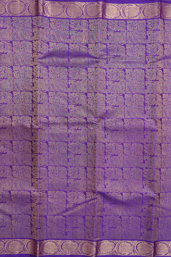 Kanchipuram Silk Saree In Royal Purple With Brocade Design