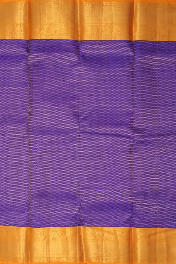Kanchipuram Silk Saree In Royal Purple With Brocade Design