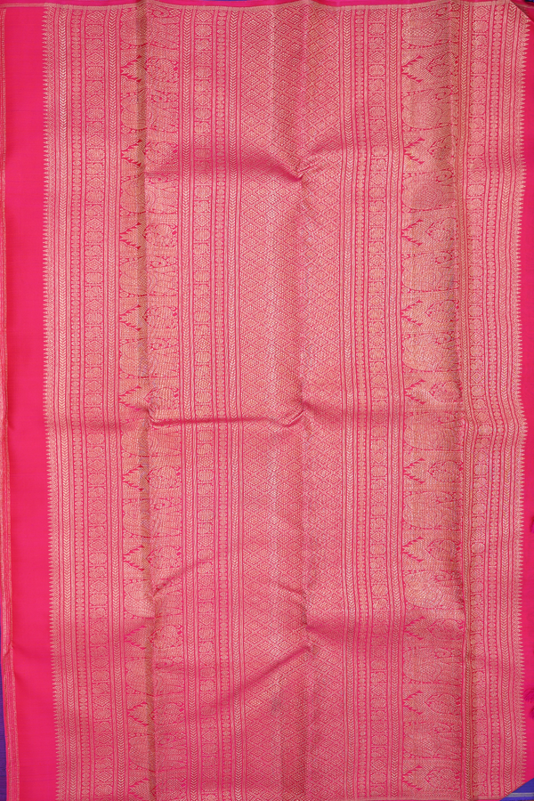Kanchipuram Silk Saree In Royal Purple With Checks Design