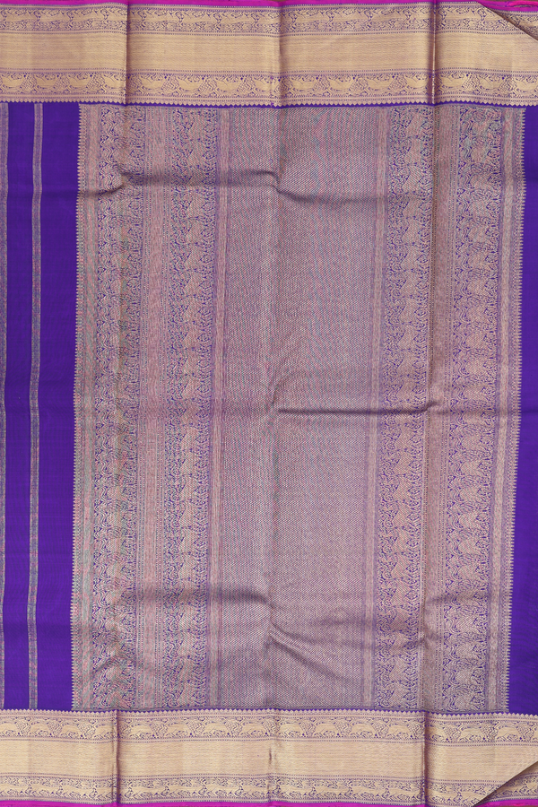 Kanchipuram Silk Saree In Royal Purple With Checks Design