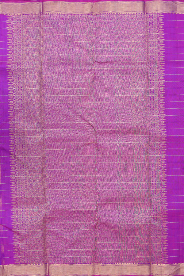 Kanchipuram Silk Saree In Royal Purple With Checks Design