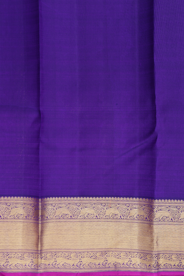 Kanchipuram Silk Saree In Royal Purple With Checks Design