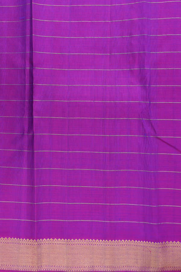 Kanchipuram Silk Saree In Royal Purple With Checks Design