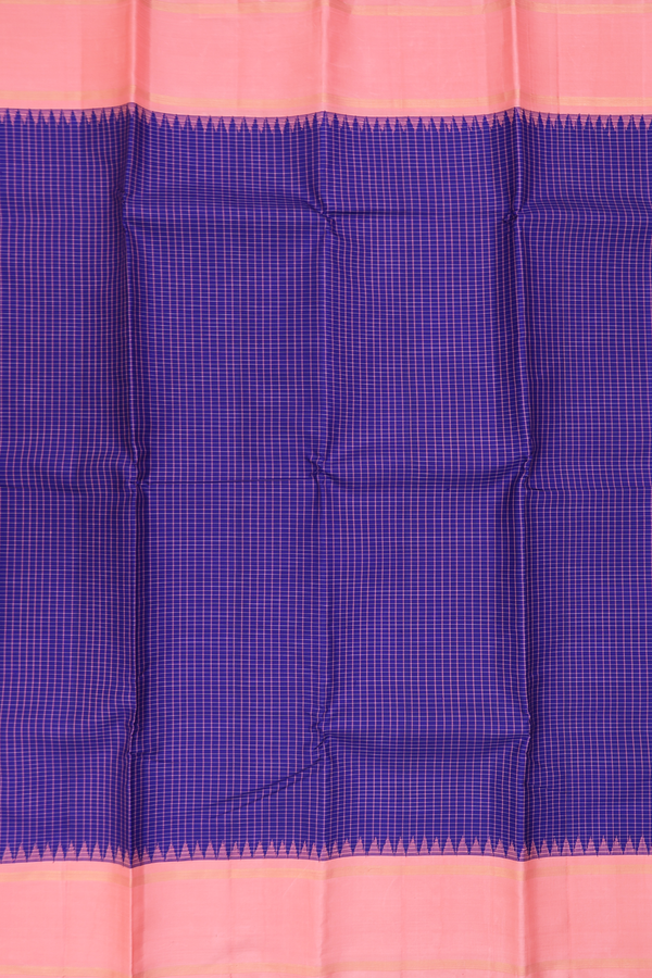 Kanchipuram Silk Saree In Royal Blue With Checks Design