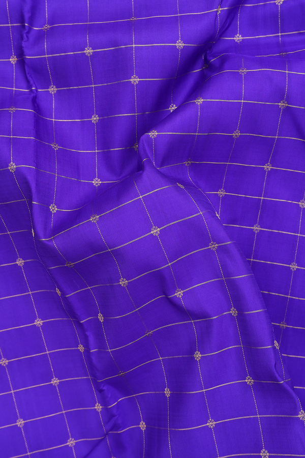 Kanchipuram Silk Saree In Royal Purple With Checks Design