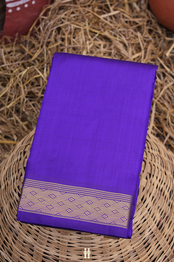 Kanchipuram Silk Saree In Royal Purple With Contrast Border