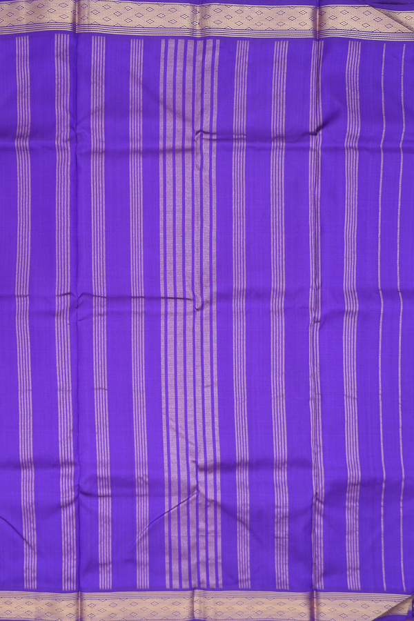 Kanchipuram Silk Saree In Royal Purple With Contrast Border