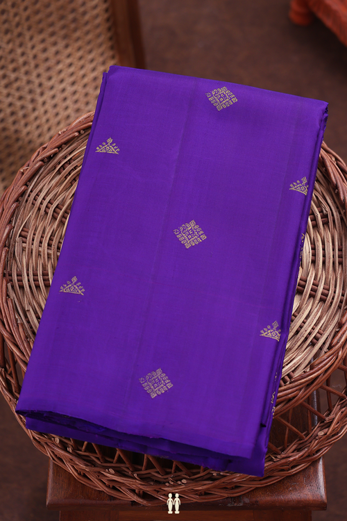 Kanchipuram Silk Saree In Royal Purple With Diamond Buttas
