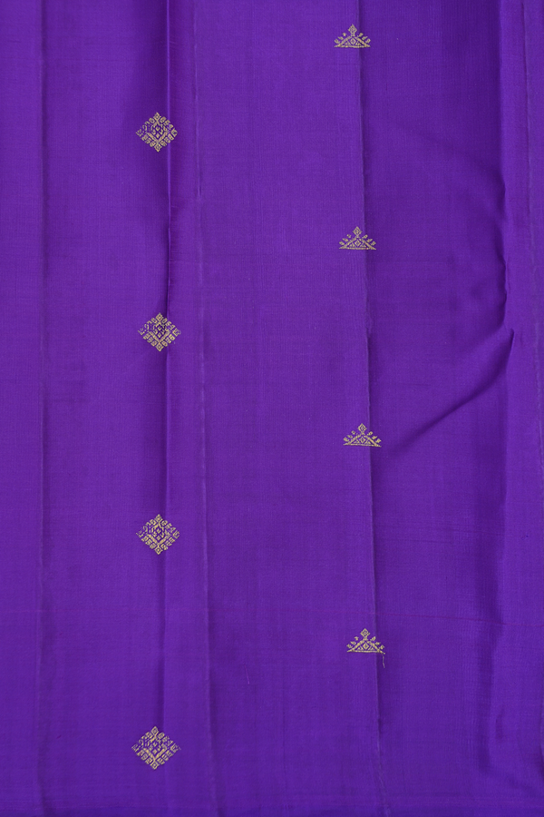 Kanchipuram Silk Saree In Royal Purple With Diamond Buttas