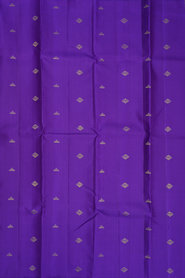 Kanchipuram Silk Saree In Royal Purple With Diamond Buttas