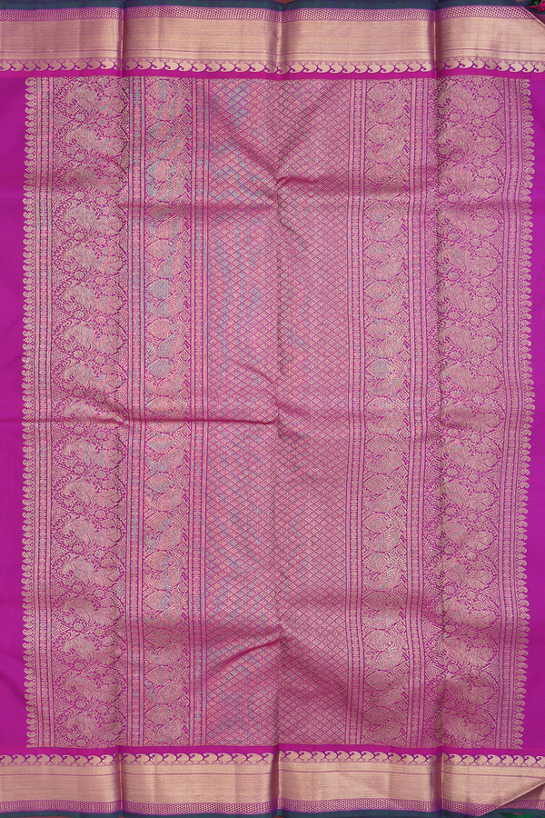Kanchipuram Silk Saree In Royal Purple With Floral Buttas