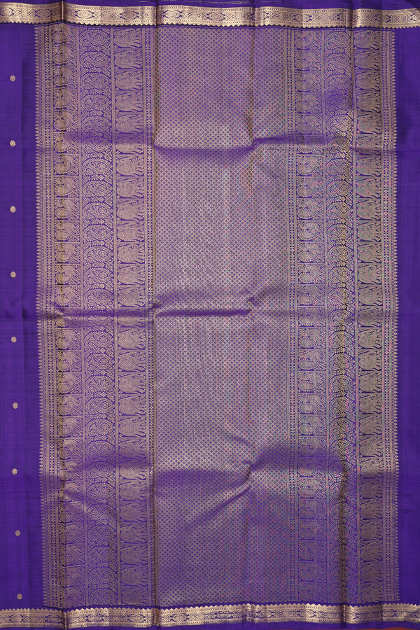 Kanchipuram Silk Saree In Royal Purple With Floral Buttas