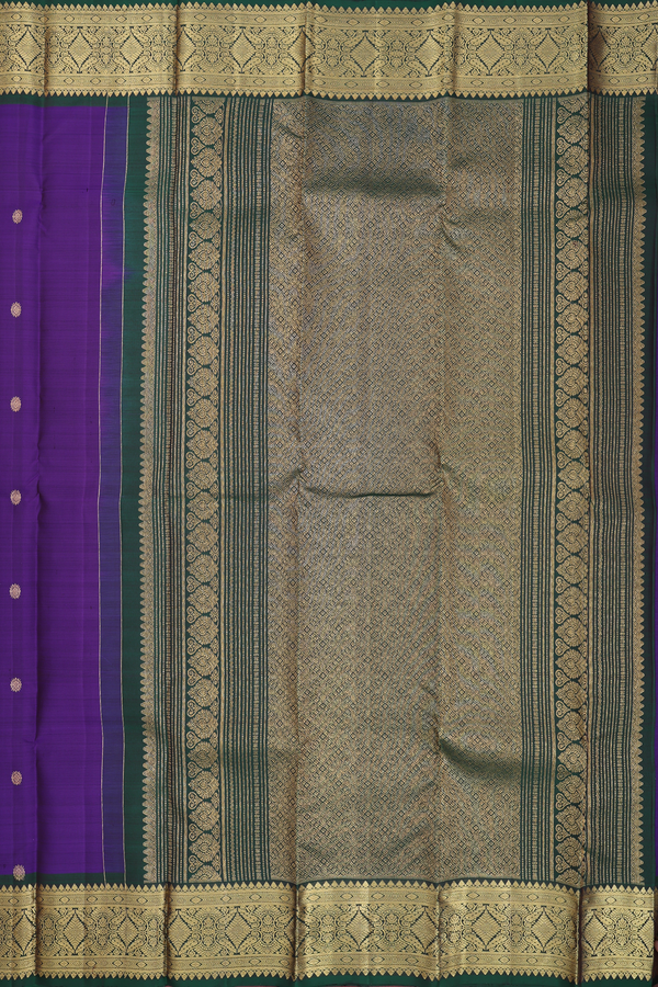 Kanchipuram Silk Saree In Royal Purple With Floral Buttas