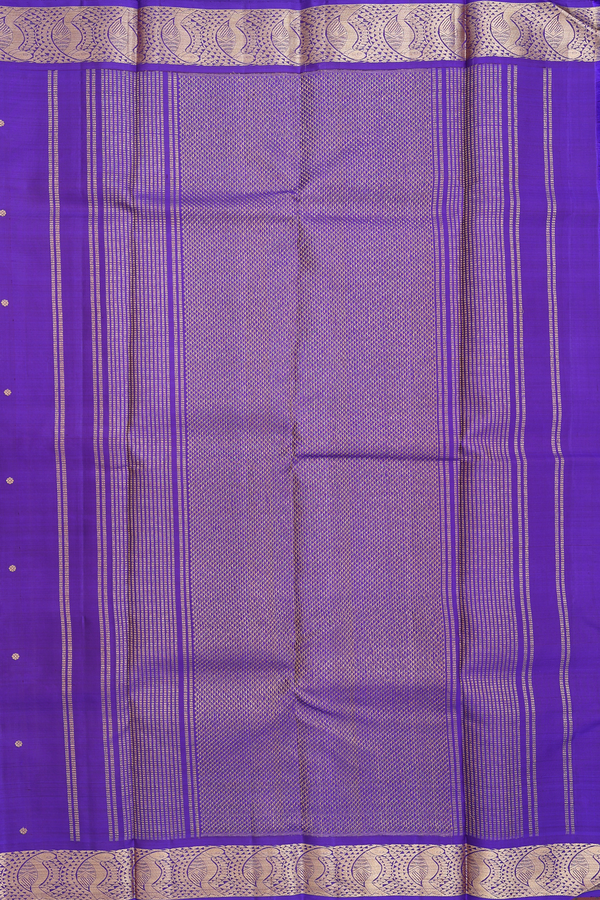 Kanchipuram Silk Saree In Royal Purple With Floral Buttas