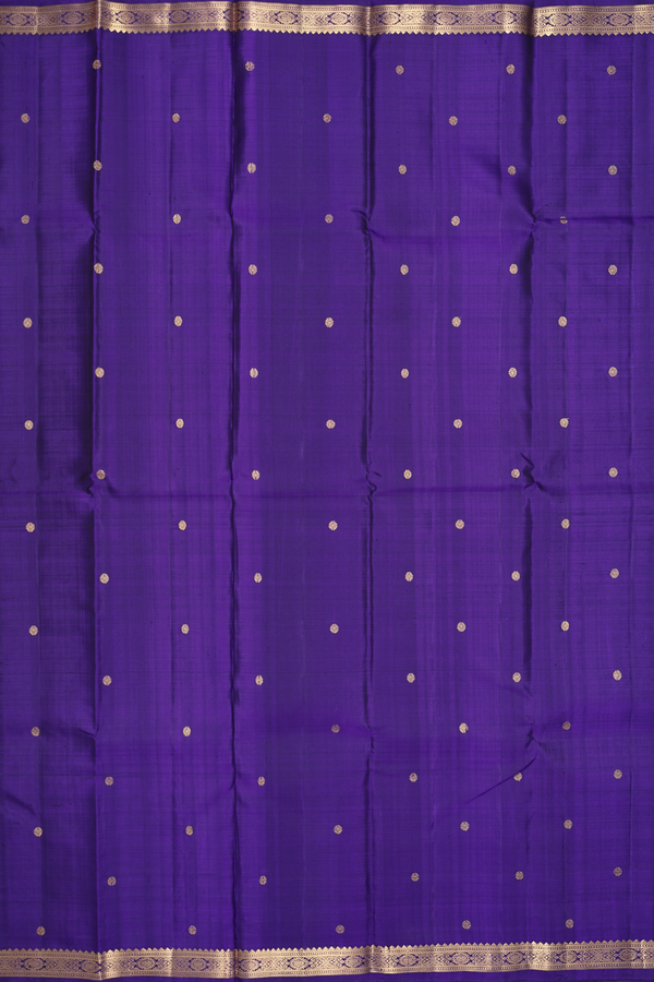 Kanchipuram Silk Saree In Royal Purple With Floral Buttas