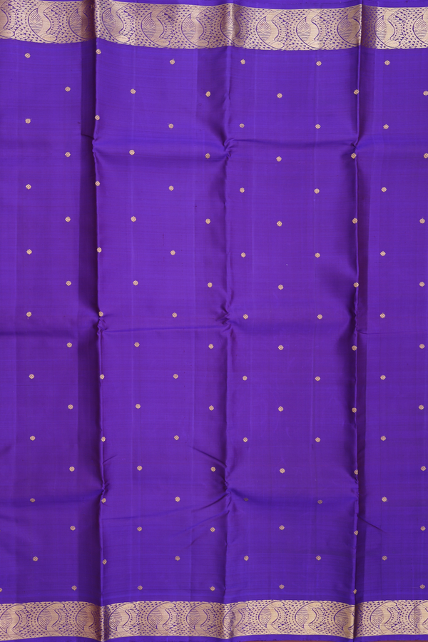 Kanchipuram Silk Saree In Royal Purple With Floral Buttas